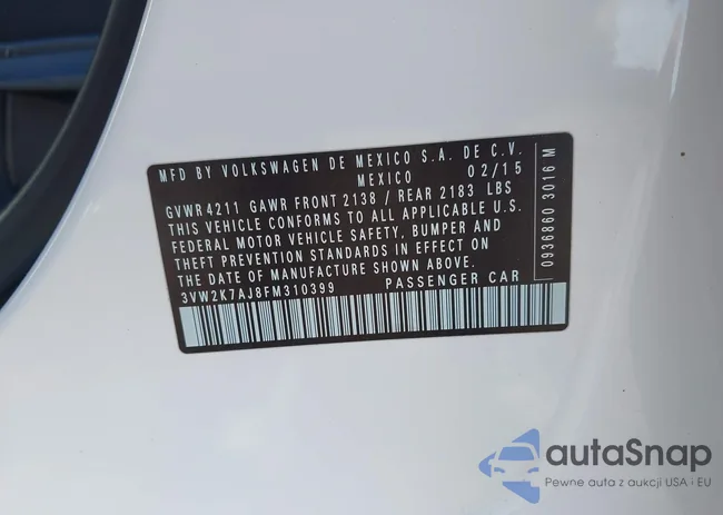 3VW2K7AJ8FM310399: 43323737