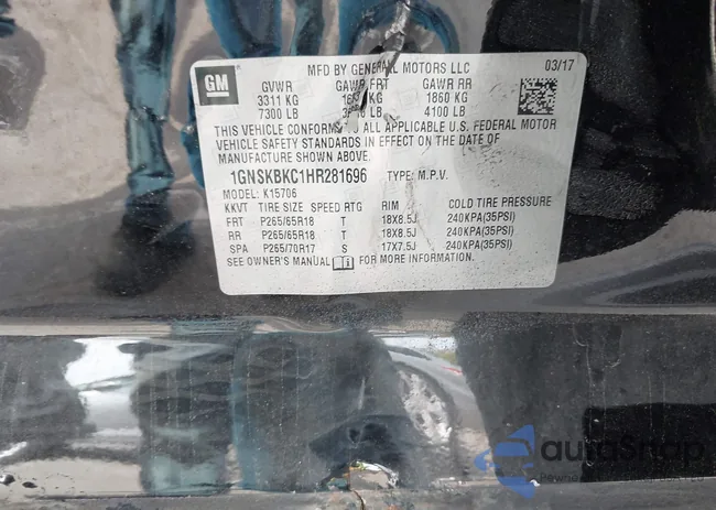 1GNSKBKC1HR281696: 43323759