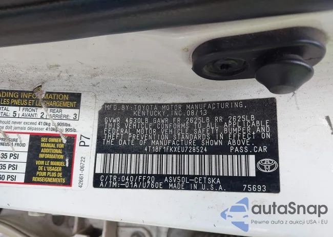 4T1BF1FKXEU728524: 43323925