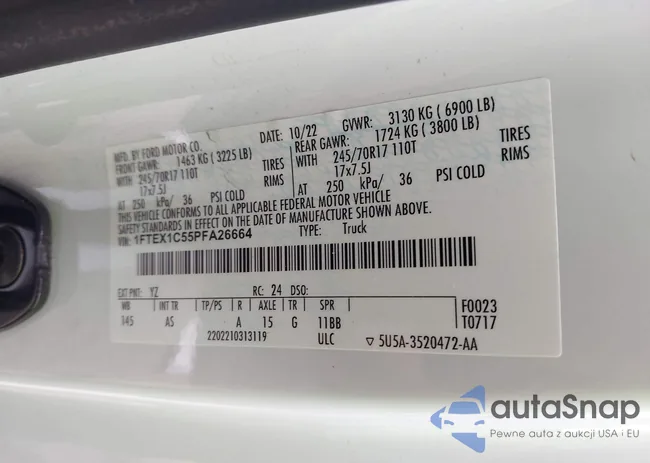 1FTEX1C55PFA26664: 43323963