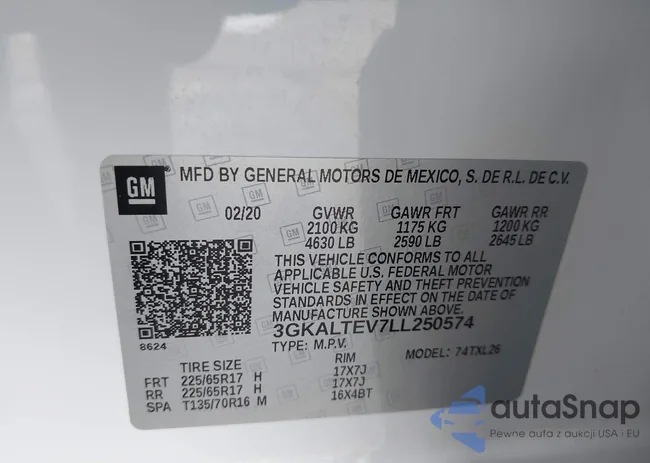 3GKALTEV7LL250574: 43323990