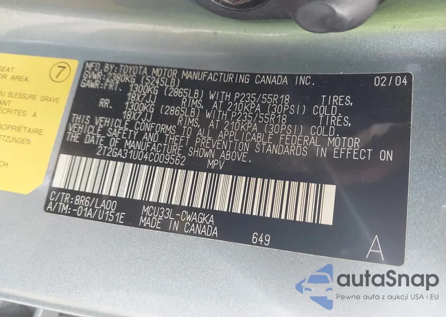 2T2GA31U04C009562: 43324088