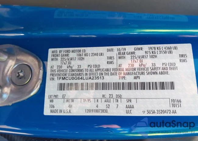 1FMCU0G64LUA23513: 43324110