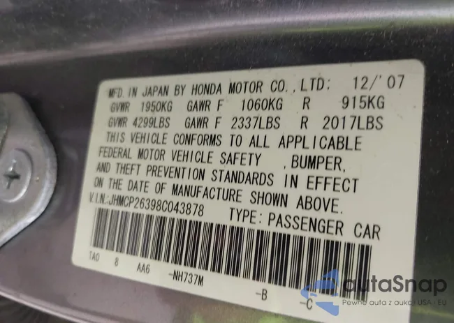 JHMCP26398C043878: 43324152