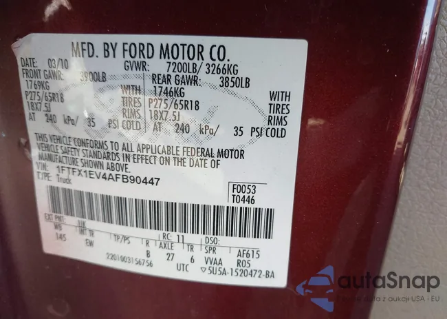 1FTFX1EV4AFB90447: 43323340