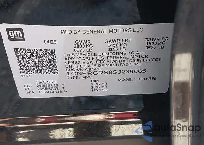 1GNERGRS8SJ239065: 43323539