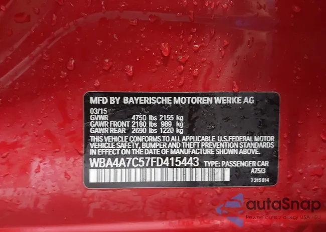 WBA4A7C57FD415443: 43323587