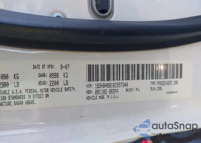 1B3HB48B18D557340: 43323637