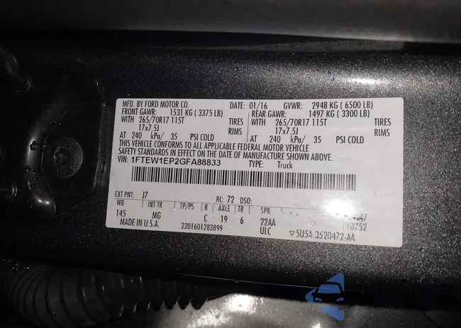 1FTEW1EP2GFA88833: 43323642