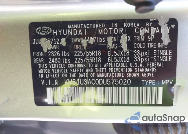 KM8JU3AC0DU575020: 43324786