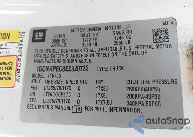 1GCNKPEC8EZ320732: 43324924