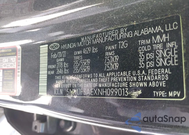 5NMJF3AEXNH099013: 43324957