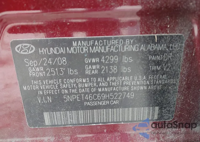 5NPET46C69H522749: 43325061