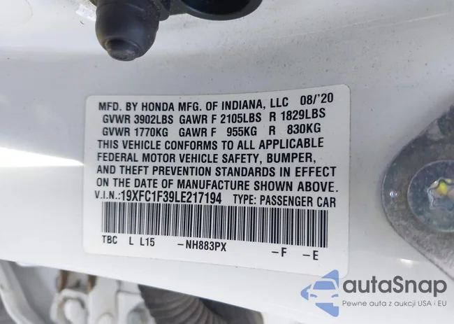 19XFC1F39LE217194: 43325144