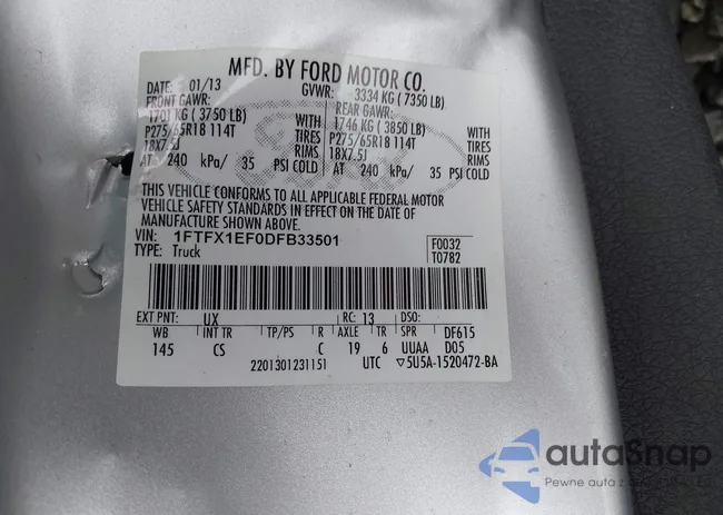 1FTFX1EF0DFB33501: 43325180