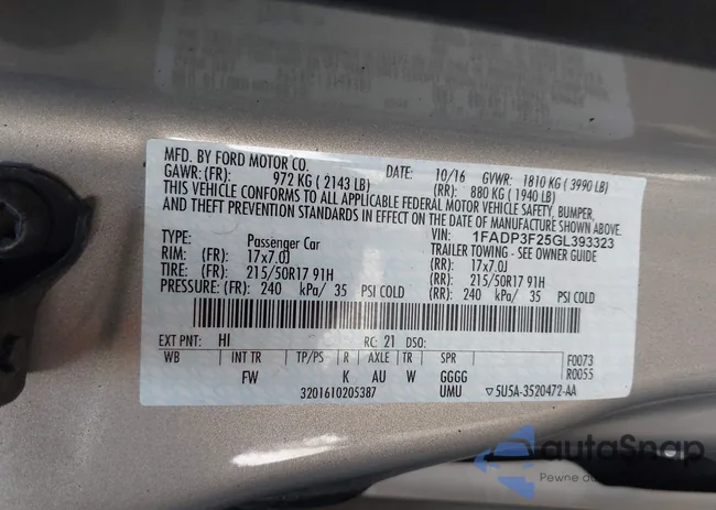 1FADP3F25GL393323: 43325297