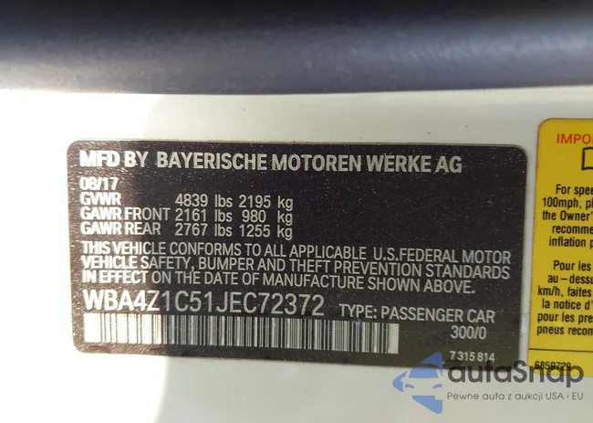 WBA4Z1C51JEC72372: 43325319