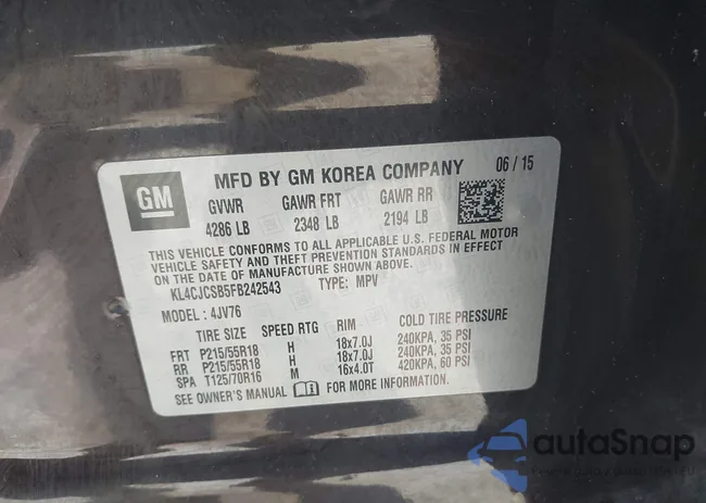 KL4CJCSB5FB242543: 43325330