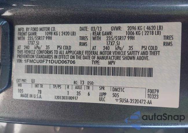 1FMCU0F71DUD06706: 43324378