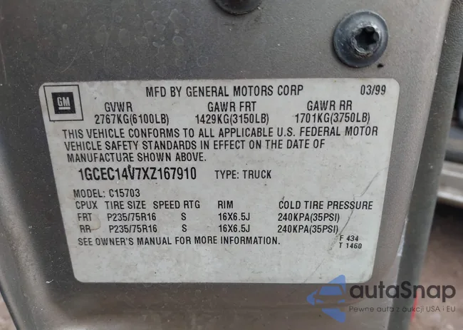 1GCEC14V7XZ167910: 43324625