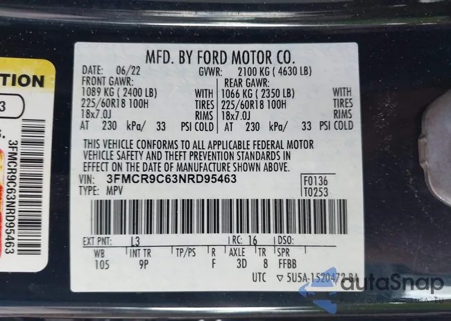 3FMCR9C63NRD95463: 43324661