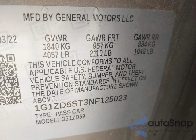 1G1ZD5ST3NF125023: 43324691