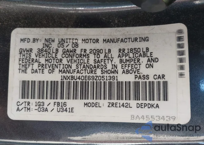 1NXBU40E69Z051391: 43324734