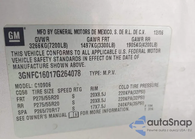 3GNFC16017G264078: 43325776