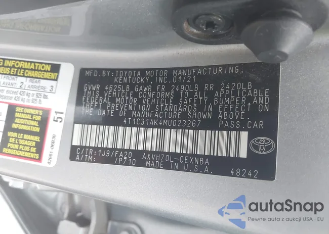 4T1C31AK4MU023267: 43325877