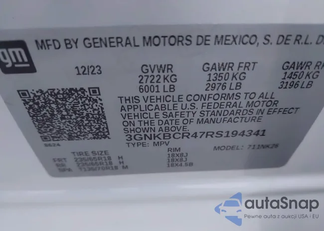 3GNKBCR47RS194341: 43325879