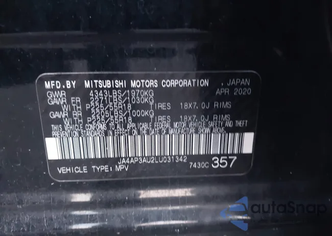 JA4AP3AU2LU031342: 43325976