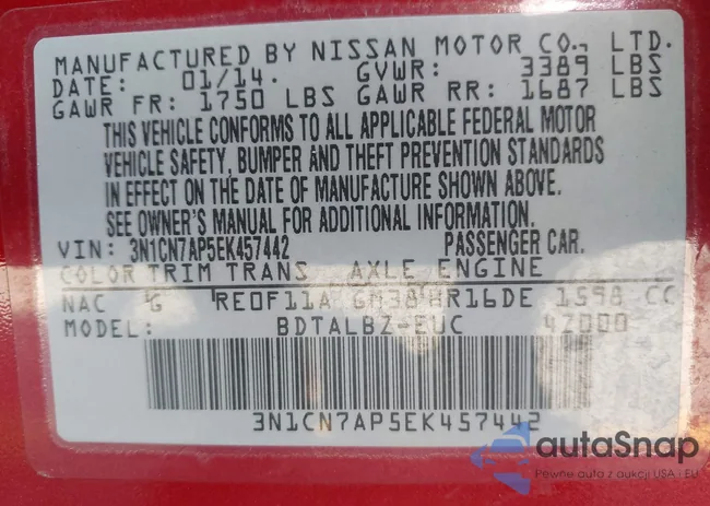 3N1CN7AP5EK457442: 43326005