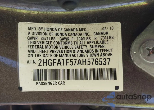 2HGFA1F57AH576537: 43326007