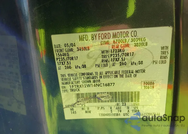 1FTRX12W14NC16877: 43326122