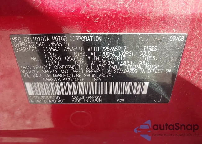 JTMBF33V59D004678: 43326140