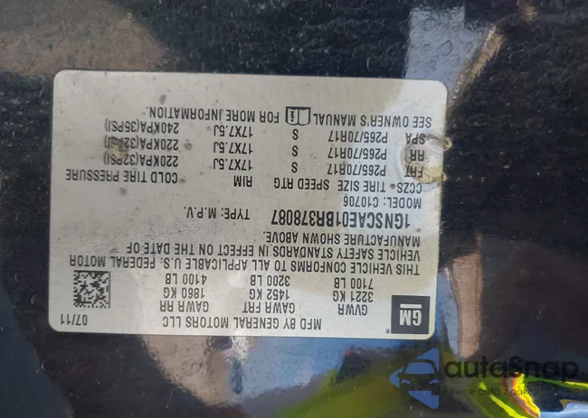 1GNSCAE01BR378087: 43325341