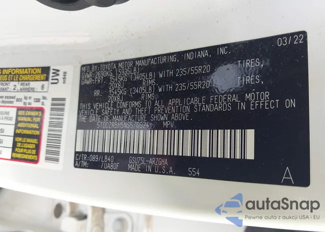 5TDDZRBH5NS576024: 43325422