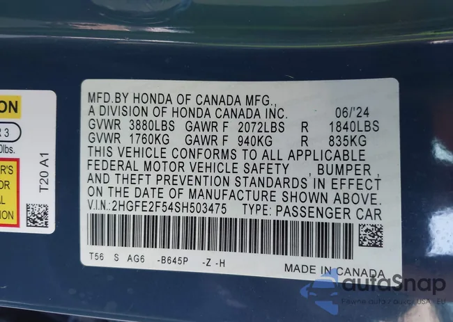 2HGFE2F54SH503475: 43325466