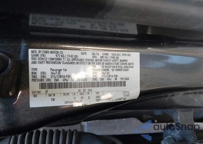 1FADP3KE5GL360354: 43325486