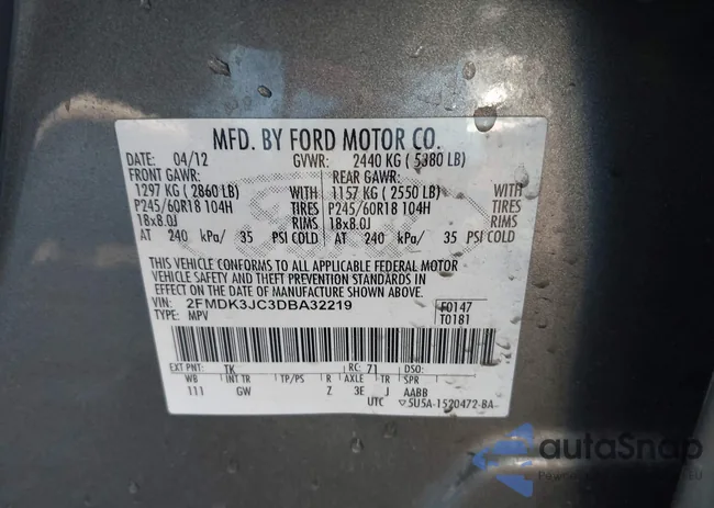 2FMDK3JC3DBA32219: 43325619