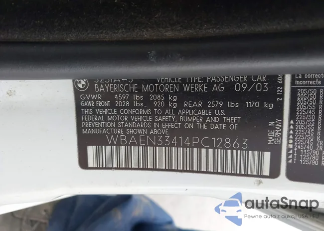 WBAEN33414PC12863: 43325667