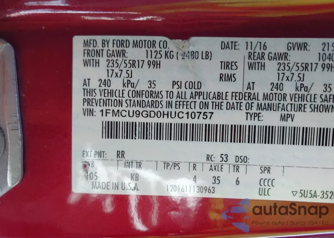 1FMCU9GD0HUC10757: 43325724