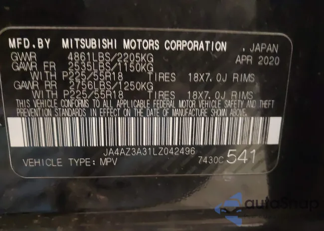 JA4AZ3A31LZ042496: 43325728