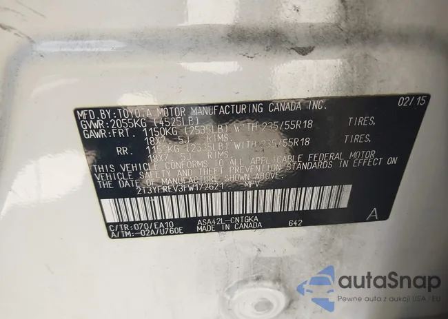 2T3YFREV3FW172621: 43326868