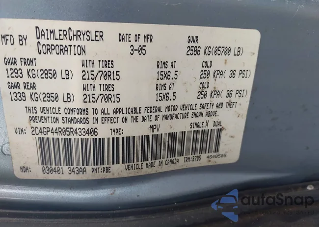 2C4GP44R05R433406: 43326897