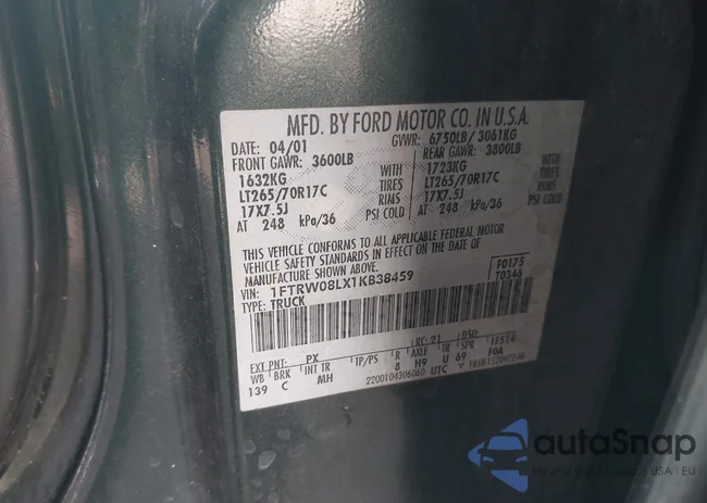 1FTRW08LX1KB38459: 43327000