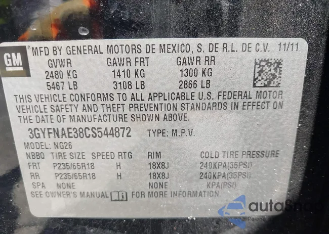 3GYFNAE38CS544872: 43327006