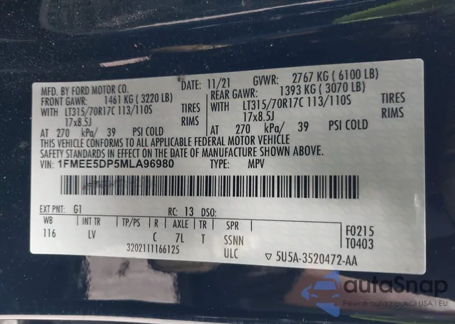 1FMEE5DP5MLA96980: 43327161