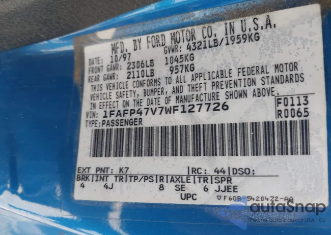 1FAFP47V7WF127726: 43327231