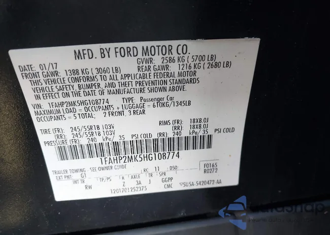 1FAHP2MK5HG108774: 43326341